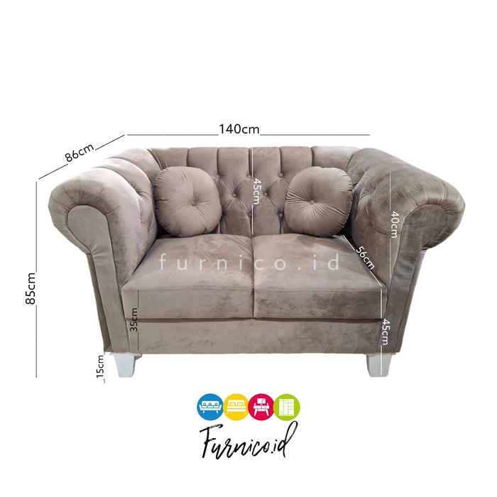 Gambar sofa set mewah seribu kancing CHESTERFIELD cobuzier jaguar - ELITE GRAY, 1 SEATER dari FURNICO.ID undefined 5 Tokopedia
