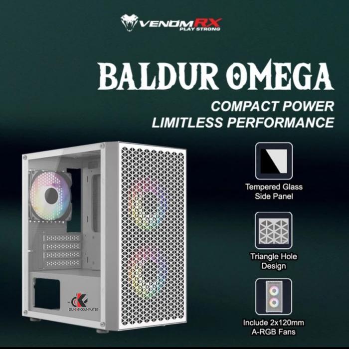 Gambar Venomrx Baldur Omega Black / White Free 2 Fan ARGB Micro ATX Casing PC - Hitam dari Dunia Komputer KDI undefined 5 Tokopedia