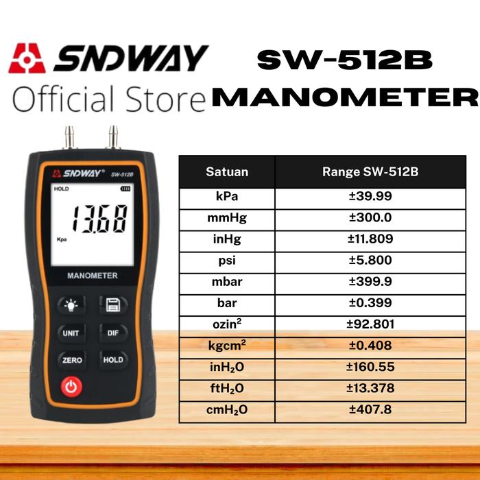Gambar SNDWAY Digital Manometer Air Pressure Tekanan Udara SW-512B/512C - SW-512B dari SNDWAY INDONESIA undefined Tokopedia