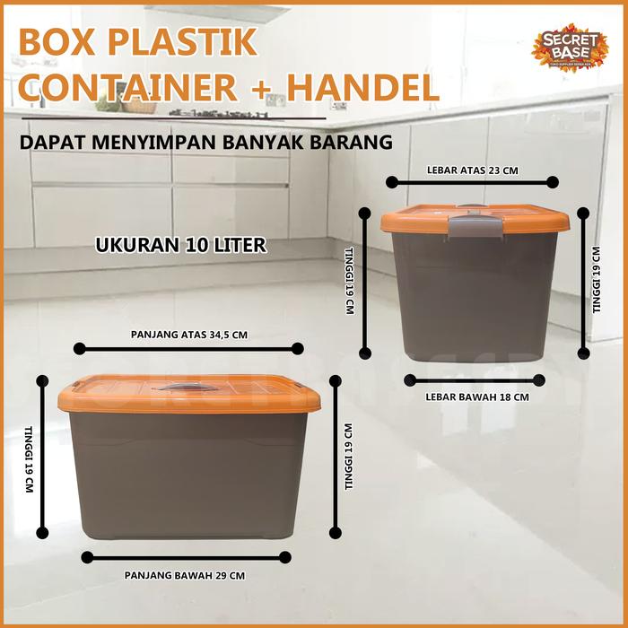 Gambar BOX CONTAINER + HANDEL - Pegangan / Box Plastik Serbaguna - 10 Liter, Cokelat dari secretbase.sby undefined Tokopedia