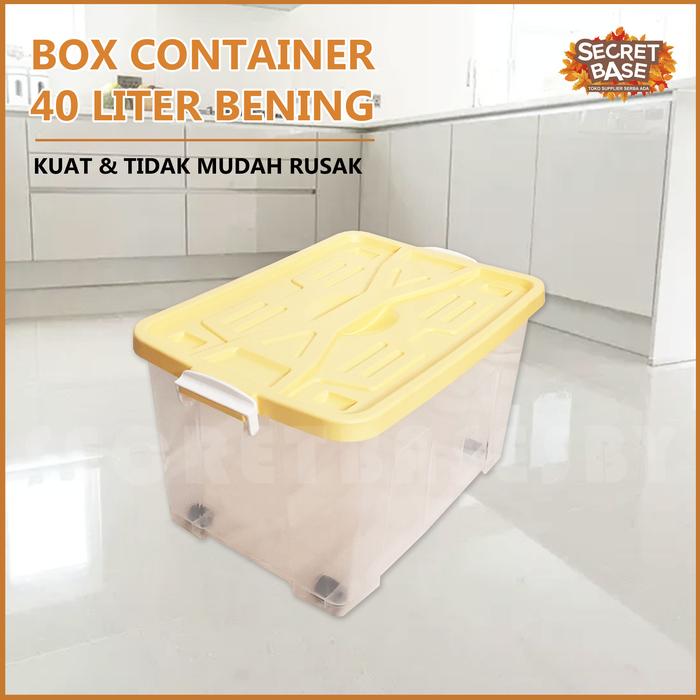 Gambar BOX CONTAINER 40 LITER + RODA - Kontainer Box Plastik / Container Box - Bening Kuning dari secretbase.sby undefined Tokopedia