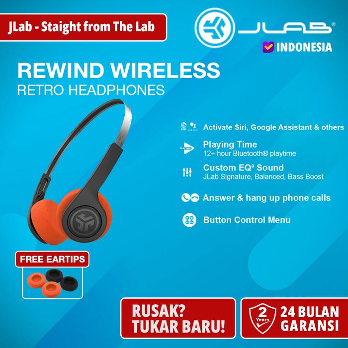 Gambar JLab Rewind Wireless Retro Headset Headphone Earphone Mic Bluetooth dari JLab Indonesia undefined Tokopedia