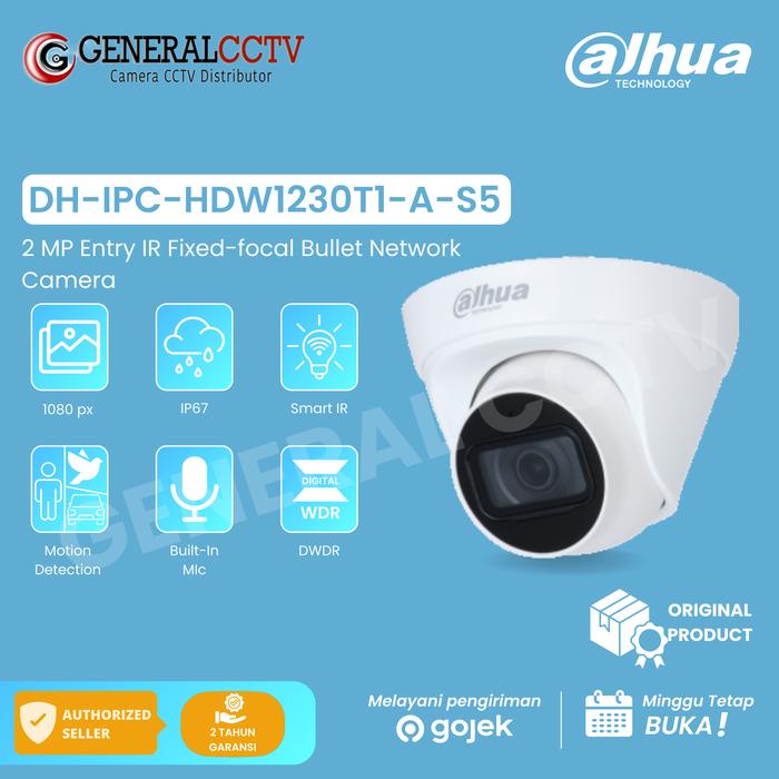 DAHUA IPC HDW1230T1-A-S5 IP CAMERA 2MP AUDIO NIGHT VISION BUILT IN MIC  DW1230T1-A-S5