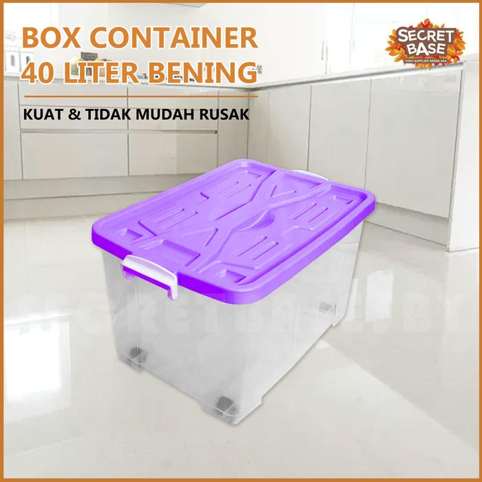 Gambar BOX CONTAINER 40 LITER + RODA - Kontainer Box Plastik / Container Box - Bening Lavender dari secretbase.sby undefined Tokopedia
