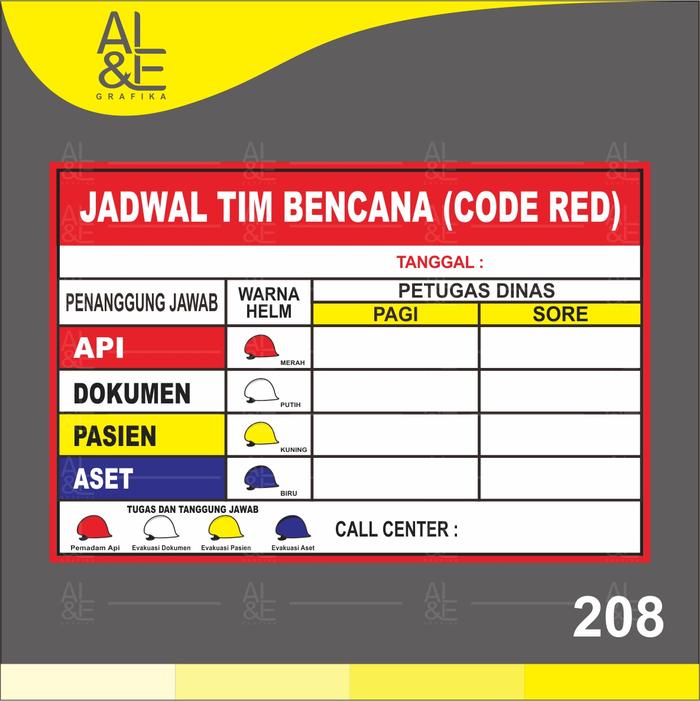 Gambar 208 - STIKER JADWAL TIM BENCANA (CODE RED) - VINYL STIKER RITRAMA - 45 x 30 cm dari AL&EL GRAFIKA undefined Tokopedia