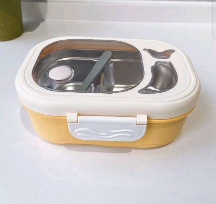 Gambar Lunch Box Stainless 2 Sekat Motif Cute Whale 1000 ml BPA Free - Yellow dari KAWANMURAH STORE undefined Tokopedia