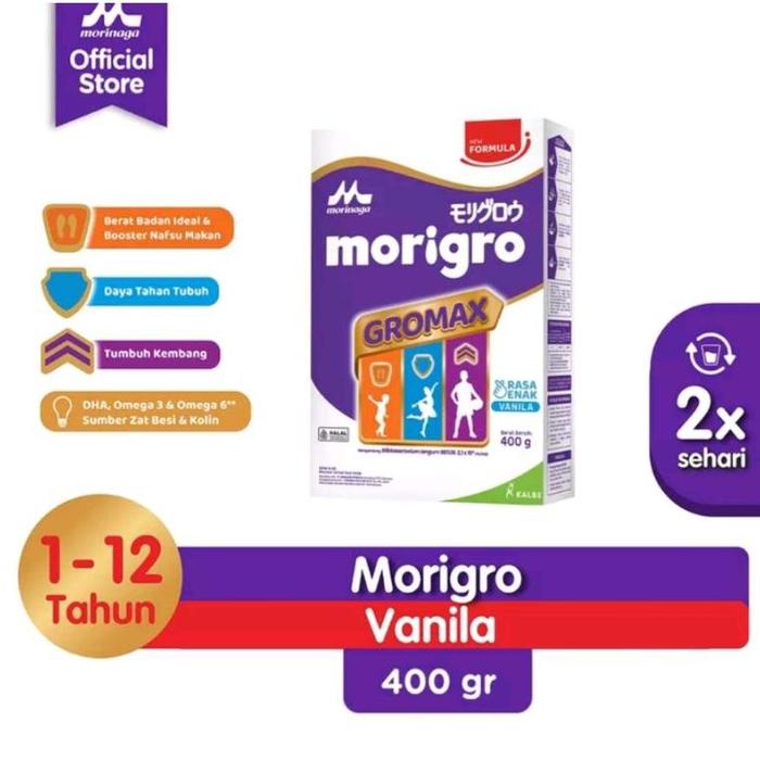 Gambar MORIGRO GROWMAX 400GR / SUSU PERTUMBUHAN USIA 1-12TH PENAMBAH BERAT - VANILLA, 400GR dari minahasa heroes undefined Tokopedia