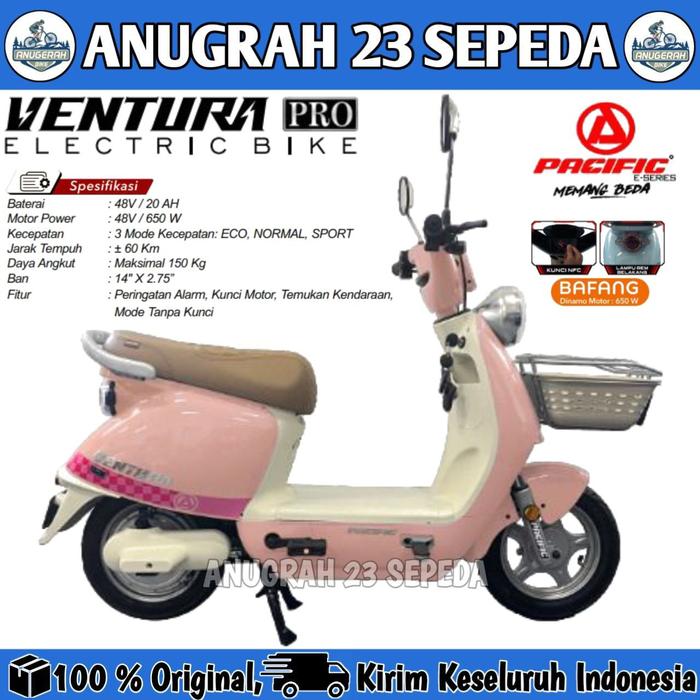 Gambar Sepeda Listrik Electric E-Bike PACIFIC VENTURA PRO 20 AH 650 Watt - Pink dari Anugrah 23 sepeda undefined Tokopedia