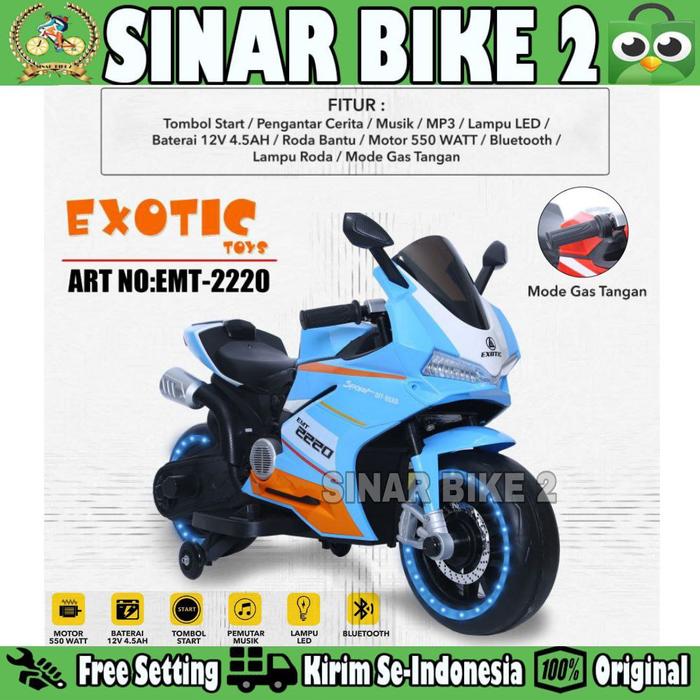 Gambar Motor Motoran Aki ET 2220 Mainan Anak Ada Roda Penyeimbang 550 Watt - Blue dari Sinar Bike 2 undefined Tokopedia