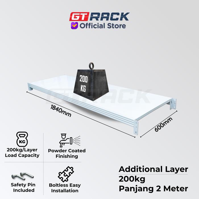 Gambar LAYER 200KG PANJANG 2 METER EXTRA RACK AMBALAN RAK GUDANG PAPAN BESI dari GT RACK Official undefined Tokopedia