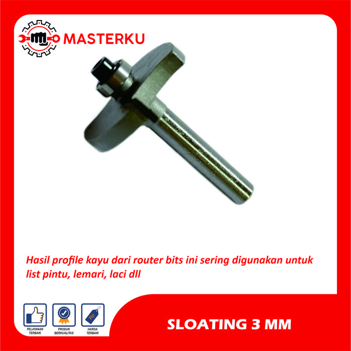 Gambar Sloating 3, 6, 10, 12mm / Mata Profil / Wood Router Bit / - 3mm dari Masterku Teknik undefined Tokopedia