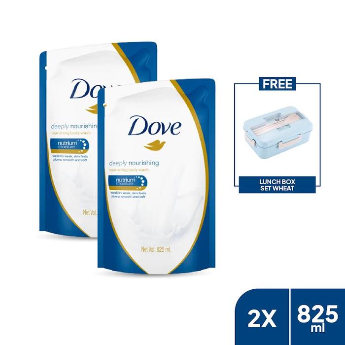 Gambar Dove Sabun Mandi Cair Refill Deeply Nourishing 825Ml Isi 2 + Lunch Box dari Unilever Mall Official undefined Tokopedia