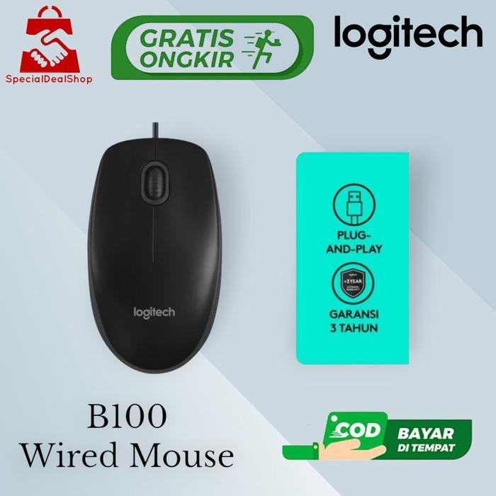 Gambar Logitech B100 Optical Mouse Original - Hitam - B100 dari specialdealshop undefined Tokopedia