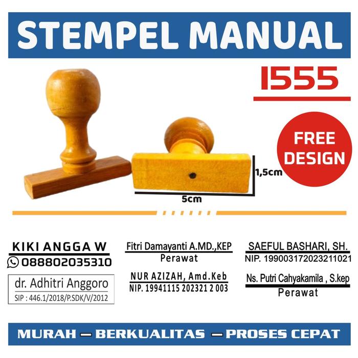 Gambar stempel manual/stempel kayu custom - 1555 dari istamp undefined Tokopedia