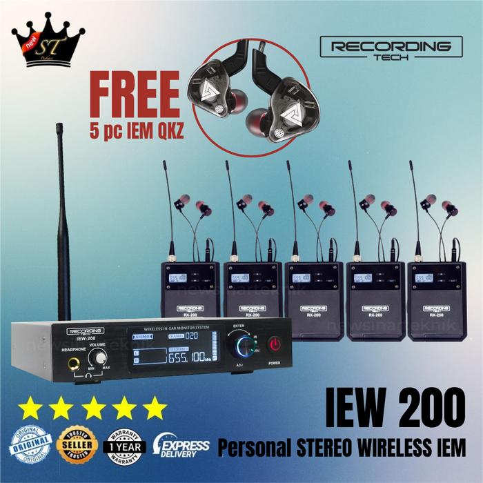Gambar RECORDING TECH IEW-200 IEW200 Wireless Stereo IEM In Ear Monitor UHF - 1 TX + 5 RX dari Liman Jaya Audio undefined Tokopedia