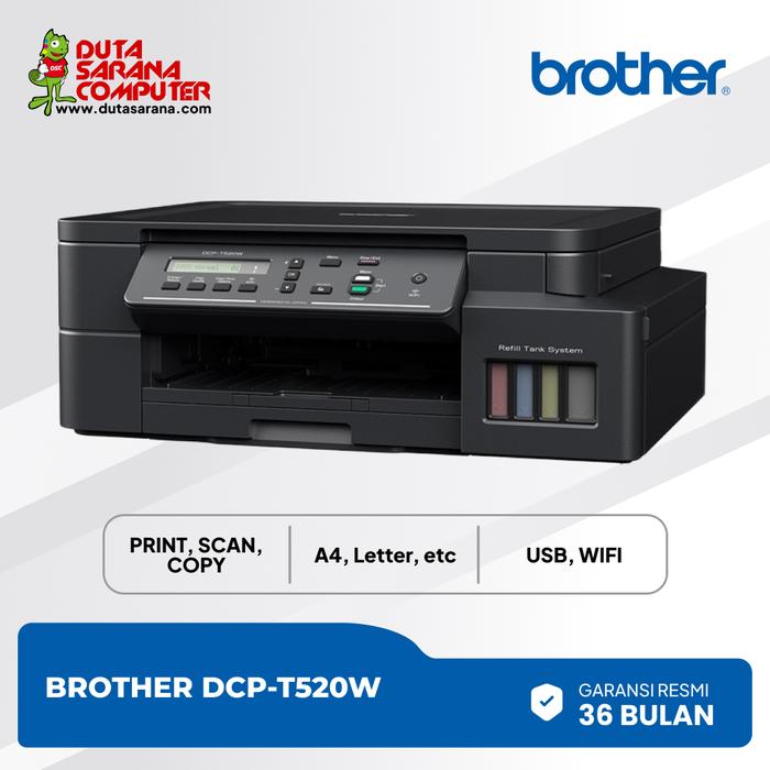 Promo Printer brother dcp t520w, print scan copy a4 Wifi ink tank new Cicil 0 3x Kota