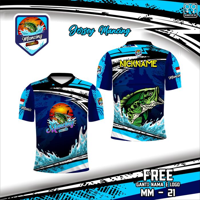 Gambar jersey mancing mania baju mancing free nama kaos angler baju mancing - Biru, M dari BK KAOS JAYA undefined Tokopedia