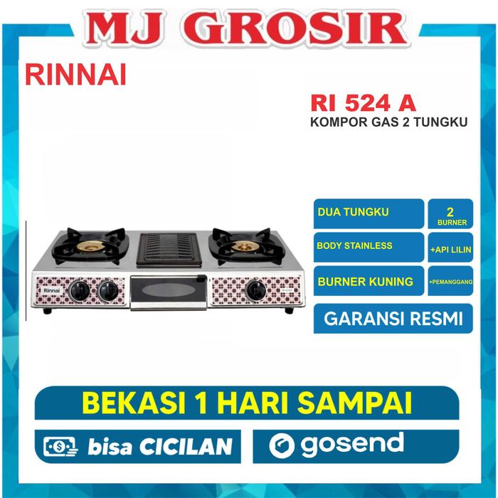 Gambar PROMO KOMPOR 2 TUNGKU RINNAI RI 524 A STAINLESS - KOMPOR ONLY, DUS BAWAAN dari MJ GROSIR ELEKTRONIK undefined Tokopedia