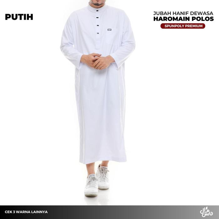 Gambar Baju Jubah Gamis Al Haramain Polos Pria Dewasa Premium Lengan Panjang - Putih, S dari ALJAZEERA STORE undefined Tokopedia