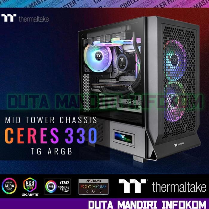 Gambar Thermaltake Ceres 330 TG ARGB - Mid Tower E-ATX Gaming Case - Black Edition  dari Duta Mandiri Infokom Kota Administrasi Jakarta Pusat Tokopedia