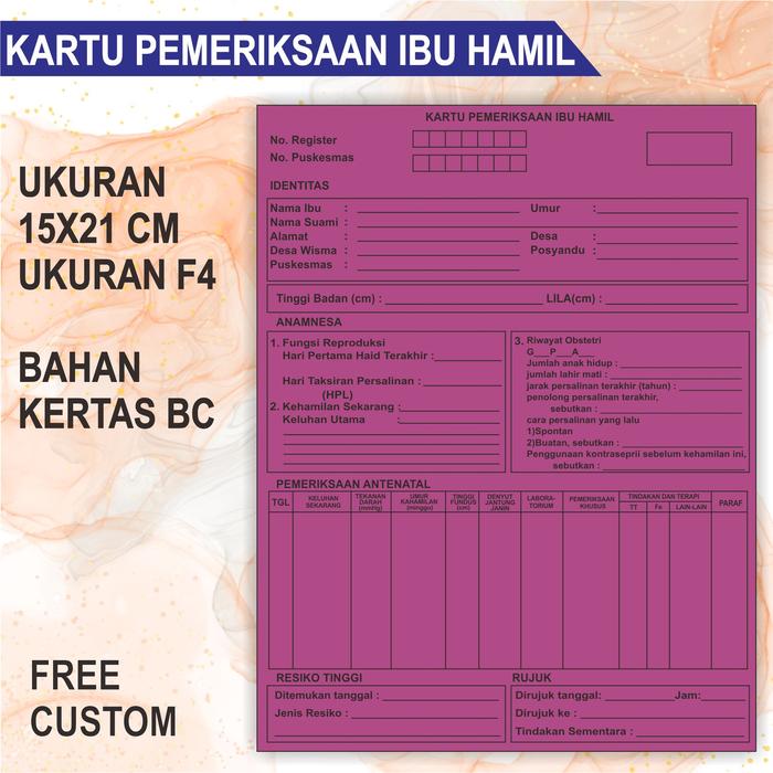 Gambar KARTU PEMERIKSAAN IBU HAMIL (UKURAN BESAR) - Ungu, UKURAN F4  dari AR MULTIMEDIA undefined Tokopedia