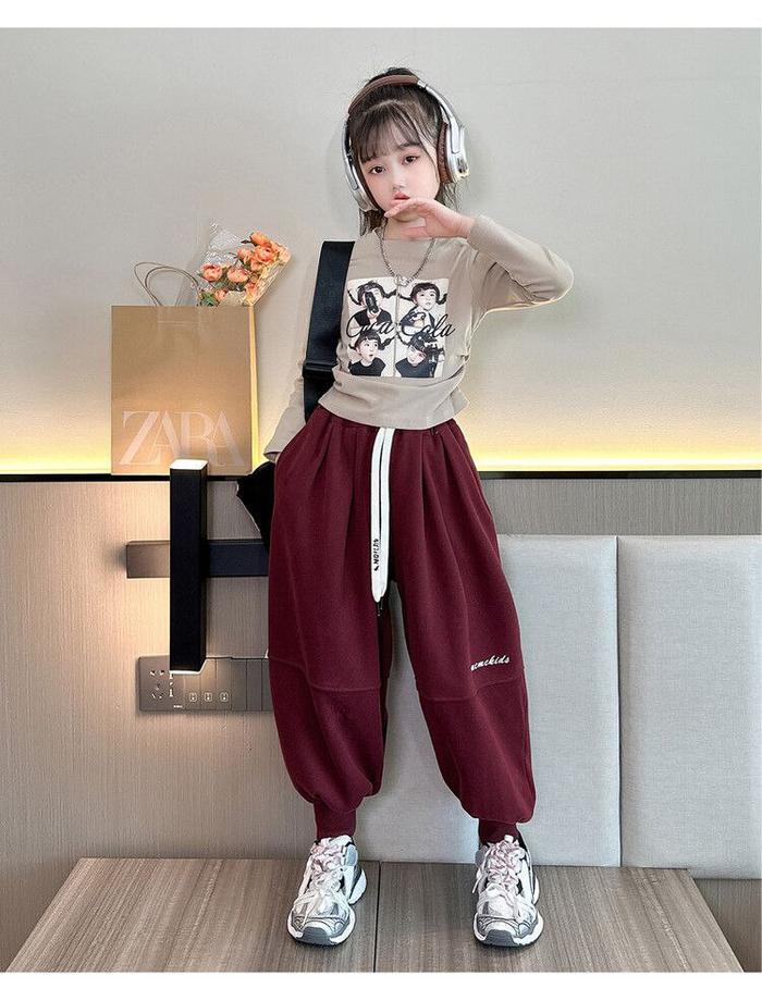 Gambar Set Baju anak perempuan crop celana baggy jogger cola ala hiphop style - Cream, Size 130 dari Kbabynkids undefined Tokopedia