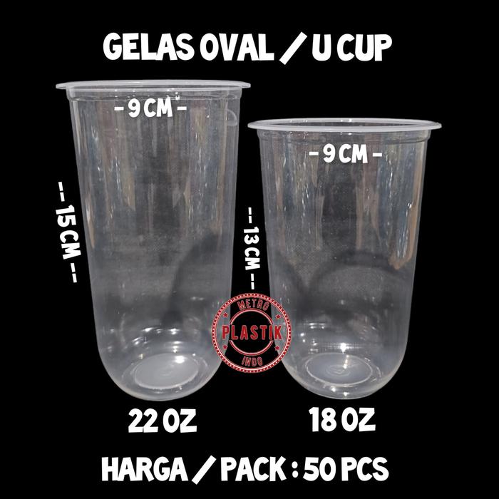 Gambar Gelas Plastik 22oz Oval Bening | U Cup Jus 22 oz @50pcs - GELAS SAJA, OVAL 18oz dari Metro plastik indo undefined Tokopedia