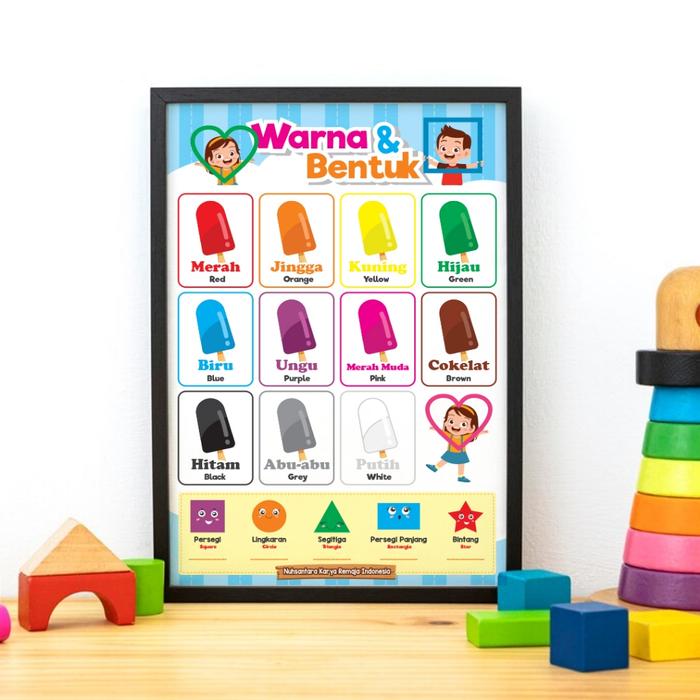 Gambar Poster Edukasi Anak TK / PAUD - WARNA & BENTUK dari Supermarket Merchandise. undefined Tokopedia