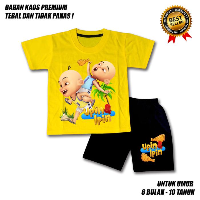 Gambar SETELAN ANAK LAKI LAKI UPIN IPIN AYAM GORENG BAHAN PREMIUM CLN HITAM - Kuning, 2 TAHUN dari RAIGITA STORE undefined Tokopedia