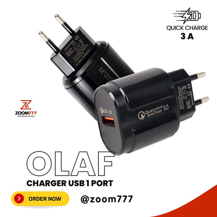 Gambar OLAF Charger USB Smartphone Quick Charge QC3.0 1 Port 3A 18W EU Plug dari ZOOM777X undefined Tokopedia