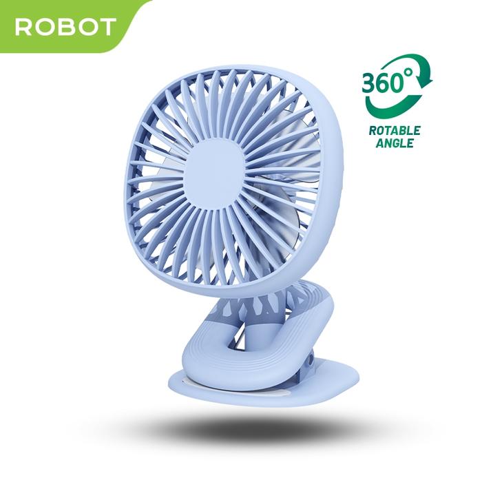 Gambar ROBOT RT-BF10B Mini Fan Kipas Angin Portable Klip Jepit 2000mAh 3Speed - BLUE dari QUEEN id Official Kab. Tangerang Tokopedia