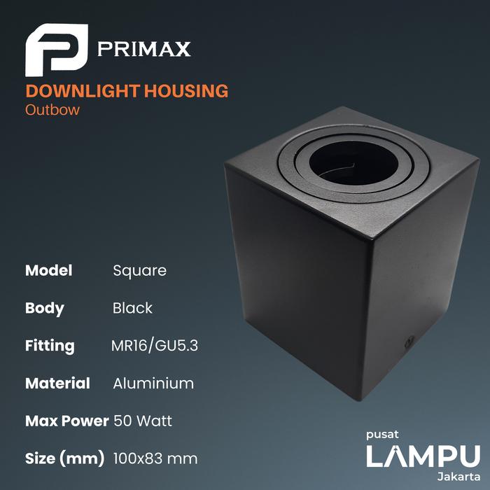Gambar PRIMAX Kap lampu outbow Bulat kotak Kosongan 2.5 Inch - KOTAK, Putih dari Pusat Lampu Jakarta undefined Tokopedia