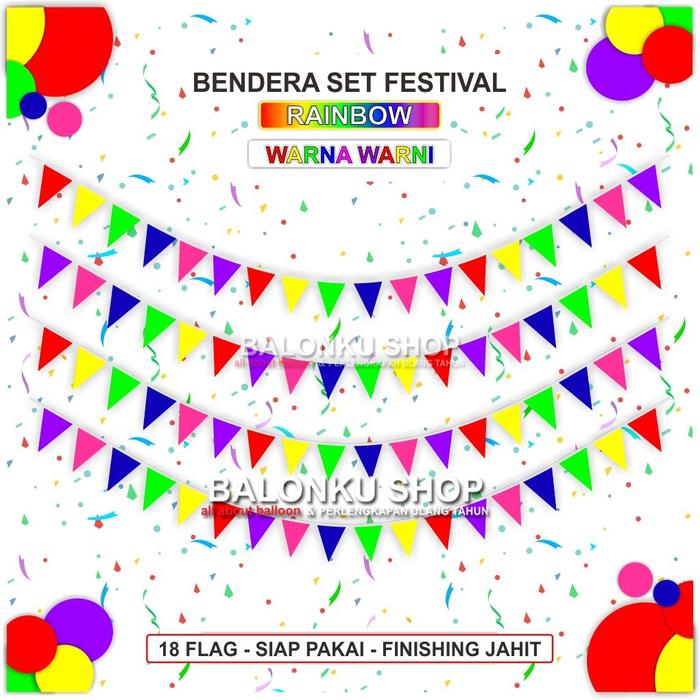 Gambar Bendera Warna Warni Segitiga / Bunting Karnaval Warna Warni / Bendera dari Balonku Shop undefined Tokopedia