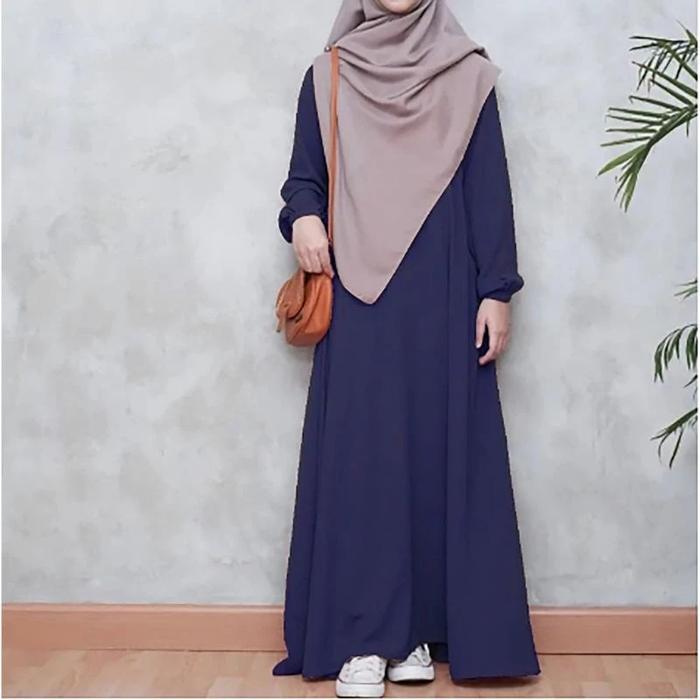 Gambar Baju Gamis Syari Wanita Terbaru Rosalin Maxi Dress Termurah - Navy, S dari Izdihaar_Store22 undefined Tokopedia