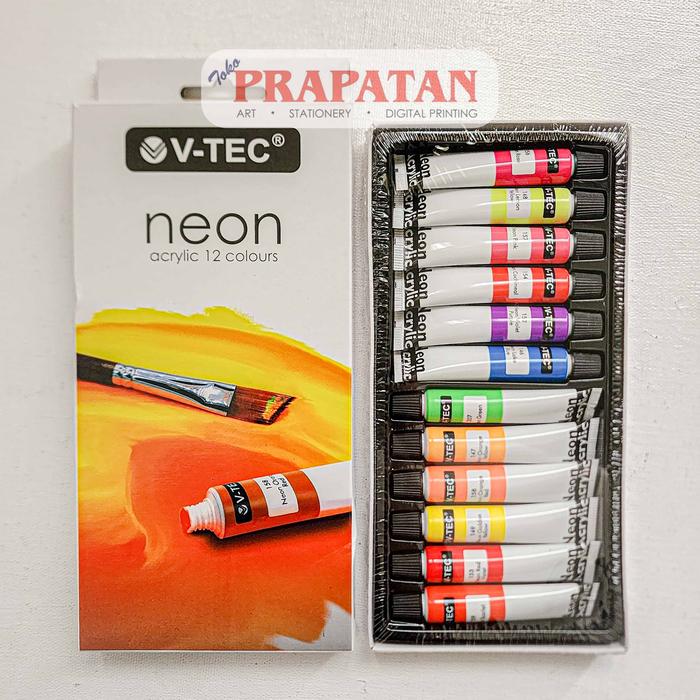 Gambar Cat Akrilik Set V-TEC Neon Metallic Pastel 12x6ml | V-TEC Acrylic Set - NEON NA-612 dari Toko Prapatan_NEW Kota Administrasi Jakarta Timur Tokopedia