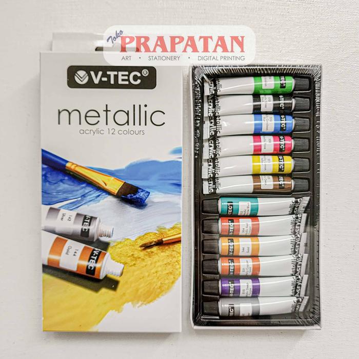 Gambar Cat Akrilik Set V-TEC Neon Metallic Pastel 12x6ml | V-TEC Acrylic Set - METALLIC MA-612 dari Toko Prapatan_NEW undefined Tokopedia