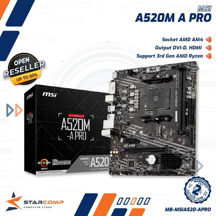 Gambar Motherboard MSI A520M-A PRO Socket AMD AM4 A520M A PRO A520 Chipset dari Starcomp Origin undefined Tokopedia