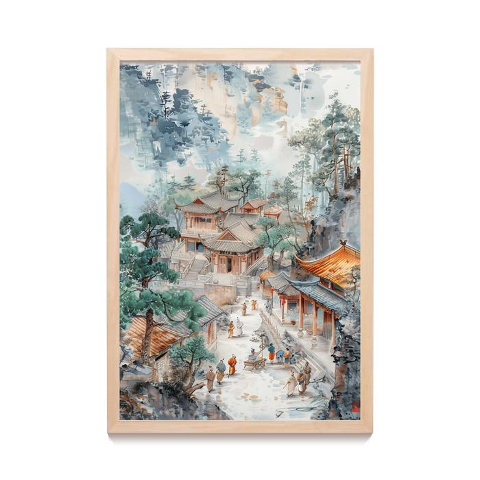 Gambar Lukisan Print Abstract Chinese Traditional Market Aesthetic Wall Art - JPN-03A, 30X45 CM dari posteruma undefined Tokopedia