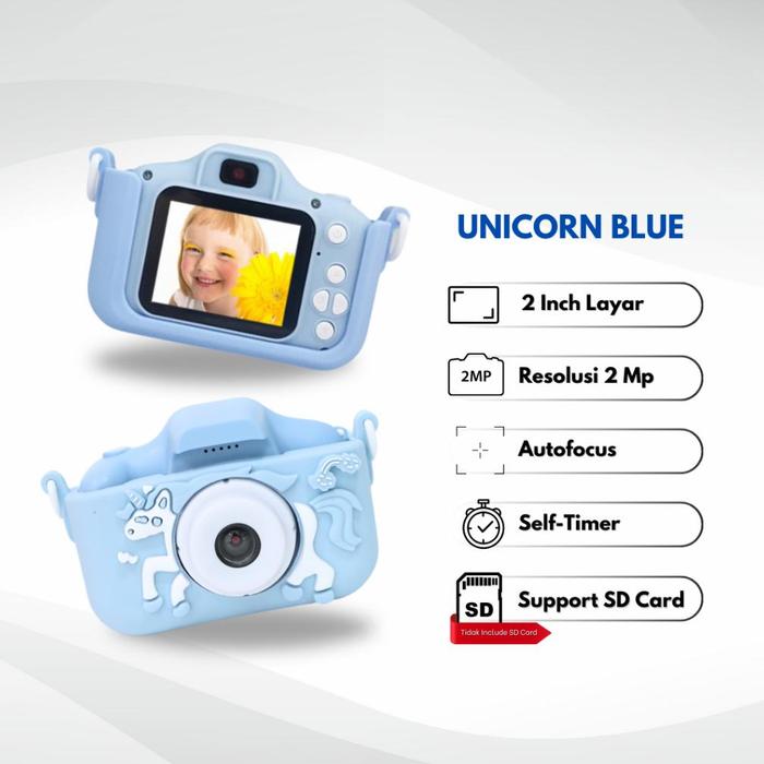 Gambar WINUP Mainan Kamera Mini Anak Digital Kids Camera Foto Video 1080p For - Unicorn - BIRU dari jafrustore undefined Tokopedia