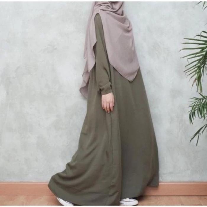 Gambar Baju Gamis Syari Wanita Terbaru Rosalin Maxi Dress Termurah - Army, XXL dari Izdihaar_Store22 undefined Tokopedia
