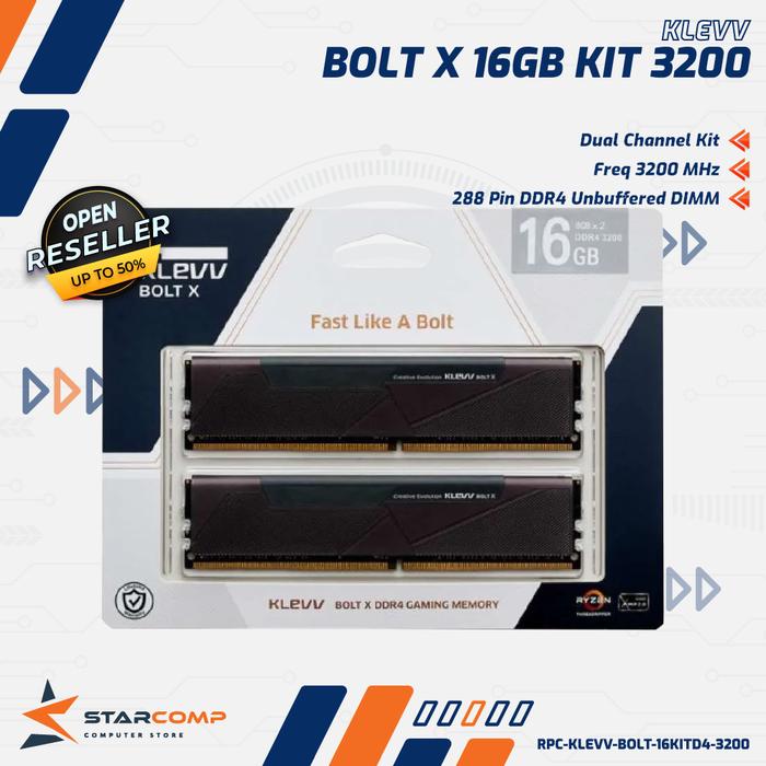 Gambar KLEVV BOLT X DDR4 16GB KIT 3200 2x8GB RAM PC dari Starcomp Origin undefined Tokopedia