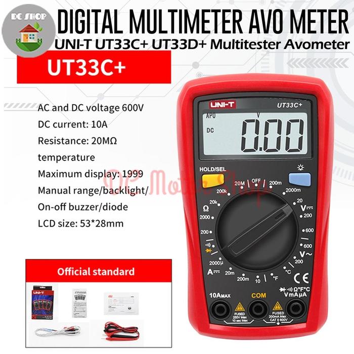 Jual UNI-T UT33C+ UT33D+ Digital Multimeter Avo Meter Multitester ...