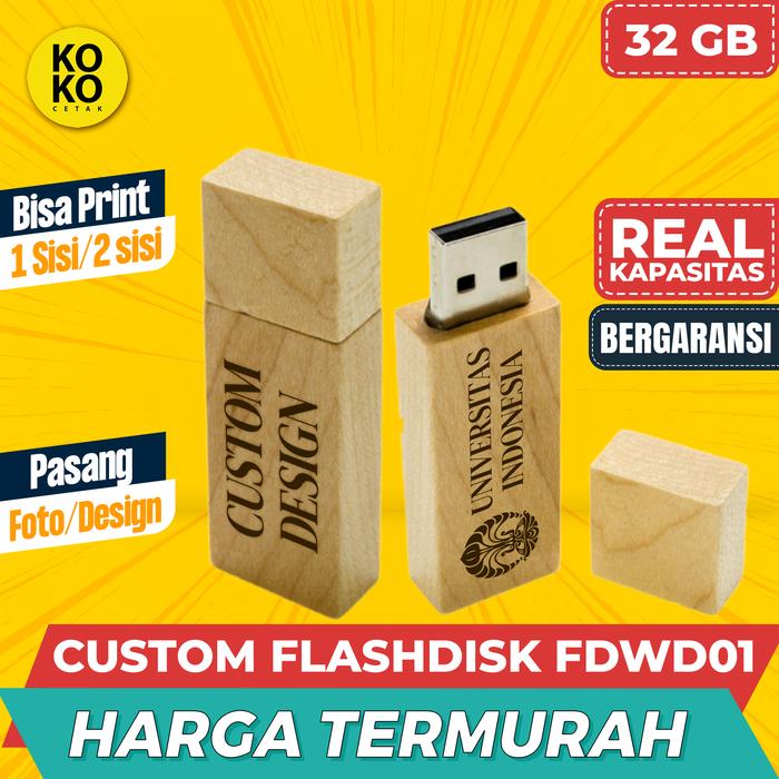 Gambar Flashdisk Kayu FDWD01 32 GB Custom REAL KAPASITAS - USB CUSTOM 32GB dari Koko Cetak undefined Tokopedia
