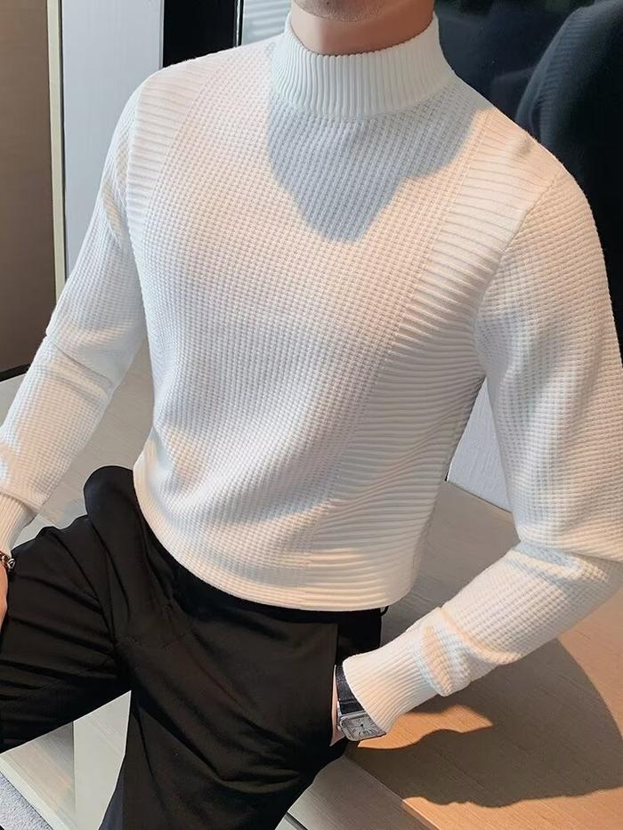 Gambar Baju Sweater Rajut Pria  / Sweater Polos / Sweater Slim Fit Turtleneck - White, XXL dari Celebre.shop undefined Tokopedia