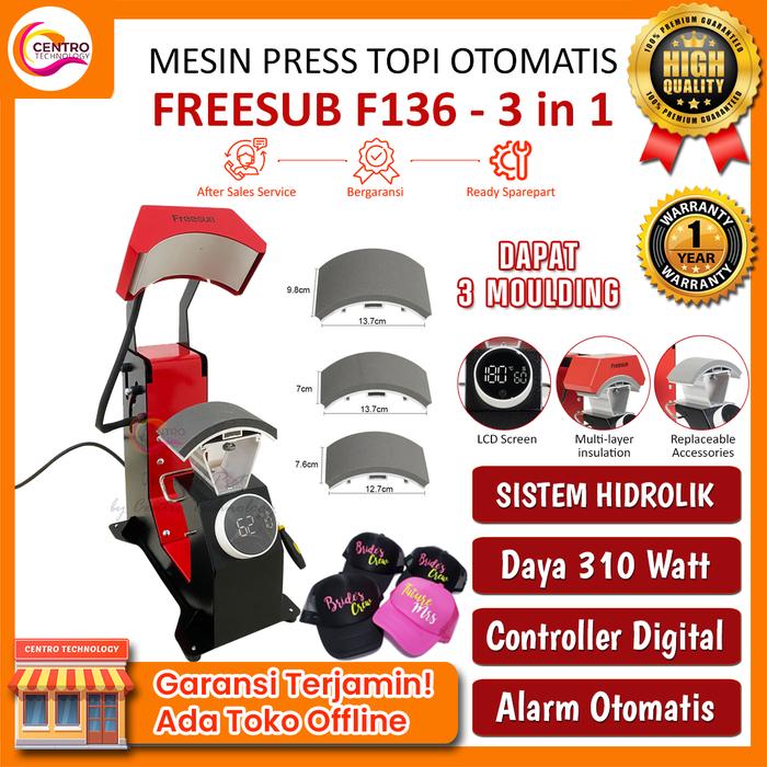 Gambar Mesin Press Topi Standart Sejuta Umat (Murah, Meriah, Awet) - Auto Open F136 dari Centro Technology undefined Tokopedia