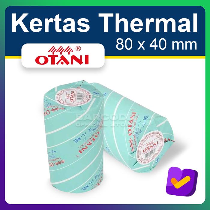 Gambar Kertas Thermal OTANI 80x40 mm / 79 x 40 mm Struk Kasir Cetak Hitam - OTANI 80x40 dari Barcode Store Solutions undefined Tokopedia
