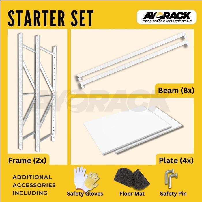 Gambar RAK GUDANG BESI AYORACK AL2-1020S 200KG - 2 METER 4 SUSUN PANJANG 1 M - STARTER dari AyoRack Official undefined Tokopedia