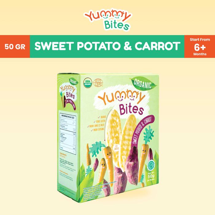 Gambar Yummy Bites Rice Crackers Organic 50 GR Snack Baby/ Cemilan bayi - S.Potato Carrot dari Yummy Bites undefined Tokopedia