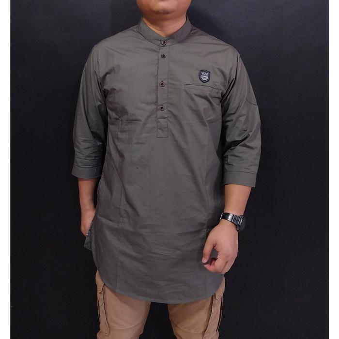 Gambar Baju Koko Kurta Pria Dewasa Lengan 3/4 Kemeja Koko Terbaru Size M L XL - abu polos, M dari ALGHUMI STORE undefined Tokopedia