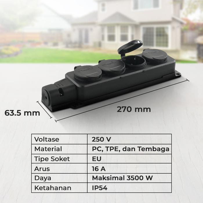 Gambar Stop Kontak Colokan Listrik Arde Anti Air Cover Tutup Waterproof IP54 - 4 LUBANG dari Toko Ori Kabeh undefined Tokopedia